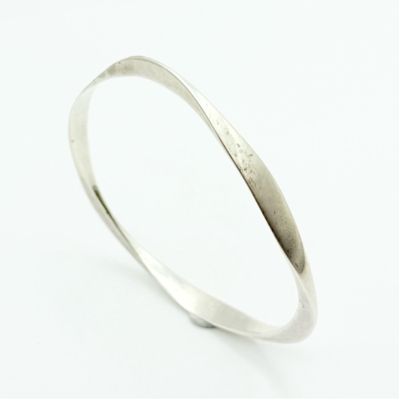 Modernist Sterling Silver Bangle Bracelet - Hand Signed - Picture 4 of 8